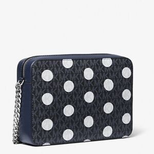 Michael Kors Blue and White Polka Dot Crossbody